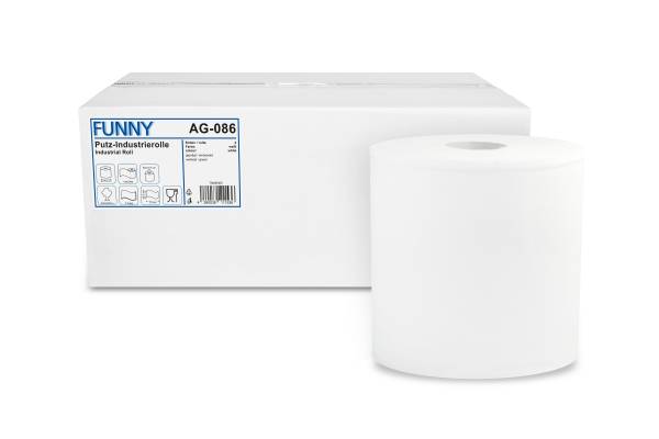 Bild von Industrierolle 26 cm, 2-lagig, weiß Zellstoffmix, 1.000 Blatt, 2 Rollen     